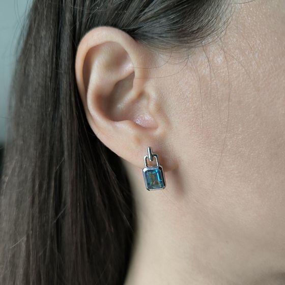 Серебряные серьги с мистик топазом 2.733ct