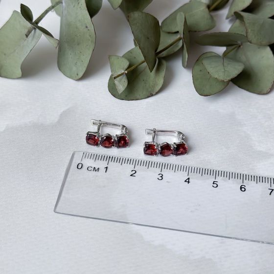 Серебряные серьги с гранатом 4.175ct