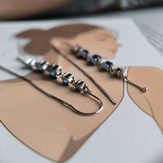 Серебряные серьги с сапфиром nano 1.887ct