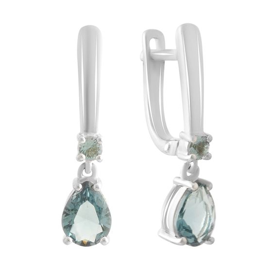 Серебряные серьги с топазом Лондон Блю 1.788ct