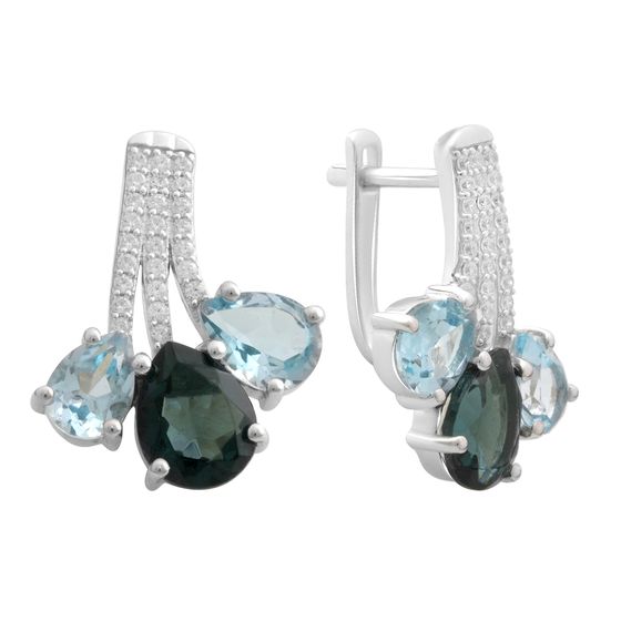 Серебряные серьги с топазом Лондон Блю 7.85ct, топазом