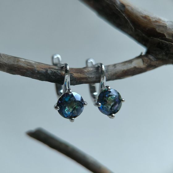 Серебряные серьги с мистик топазом