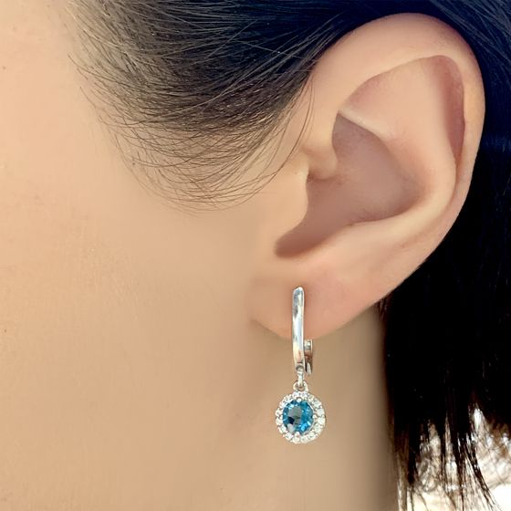 Серебряные серьги с топазом Лондон Блю 1.18ct