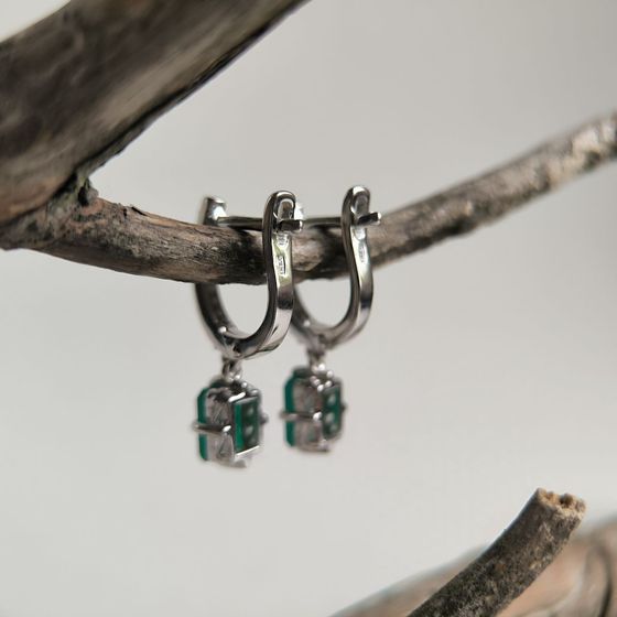 Серебряные серьги с агатом 2.168ct, фианитами