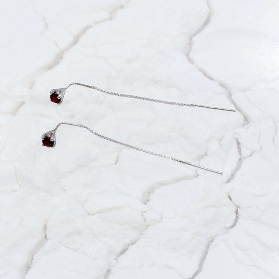 Серебряные серьги с рубином 0.797ct