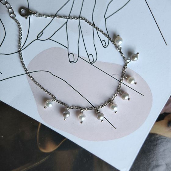 Серебряный браслет с жемчугом