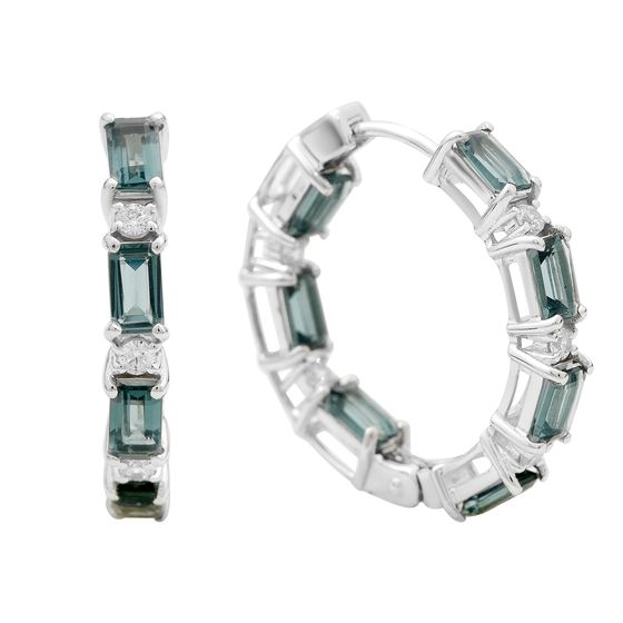 Серебряные серьги с топазом Лондон Блю 3.98ct, фианитами