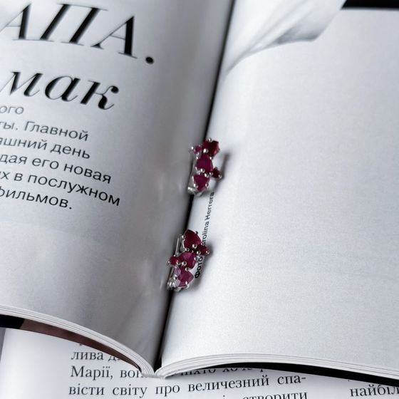 Серебряные серьги с рубином 1.188ct
