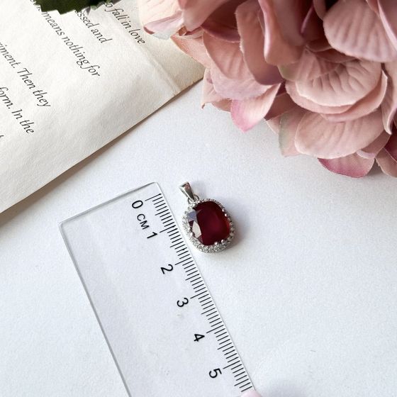 Серебряная подвеска с рубином 7.458ct
