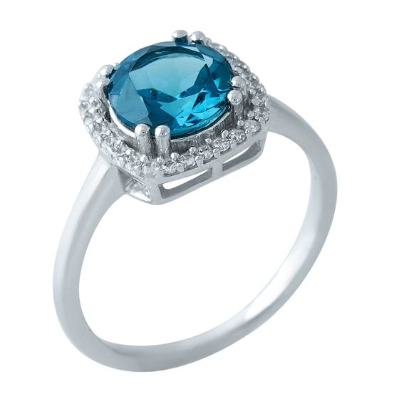 Серебряное кольцо с топазом Лондон Блю 1.816ct