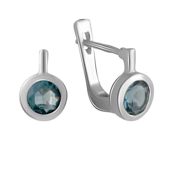 Серебряные серьги с топазом Лондон Блю 1.383ct
