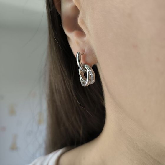 Серебряные серьги с фианитами