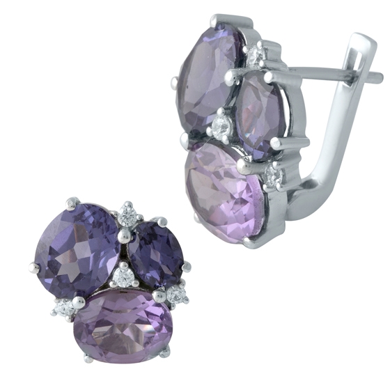 Серебряные серьги с александритом 2.25ct