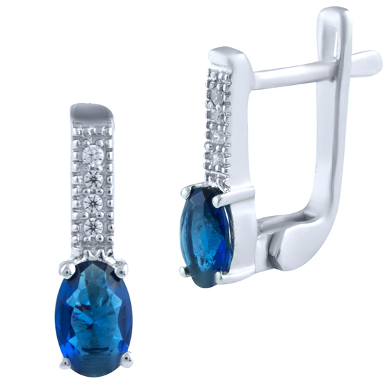 Серебряные серьги с сапфиром nano 0.663ct