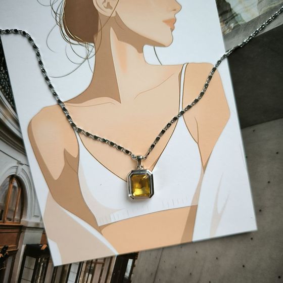 Серебряная подвеска с цитрином nano 3ct