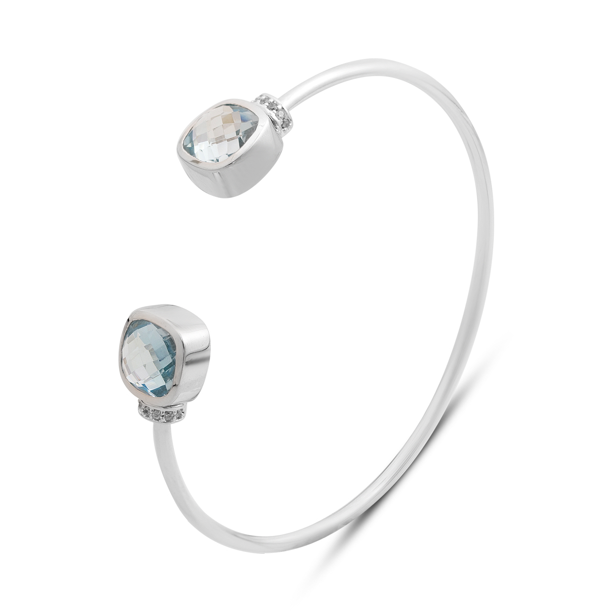 Серебряный браслет с топазом 9.716ct, фианитами