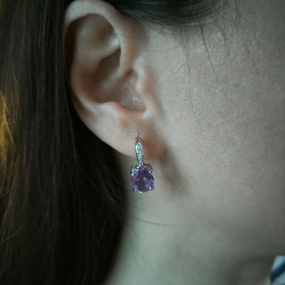 Серебряные серьги с аметистом