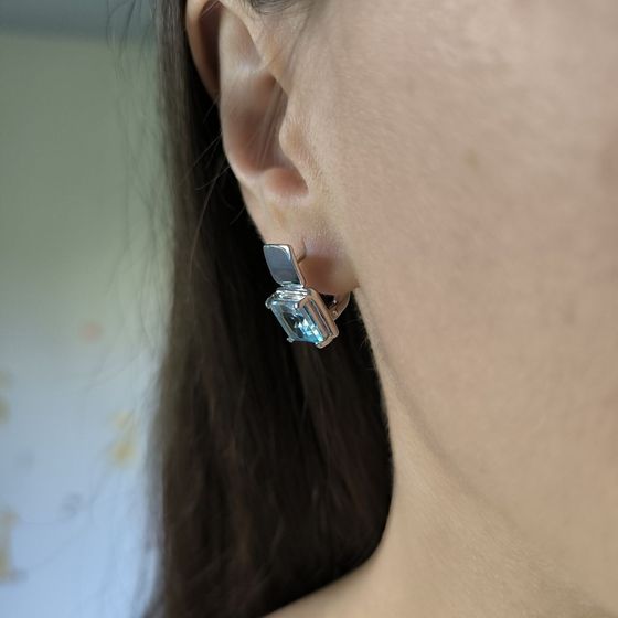 Серебряные серьги с топазом 5.838ct