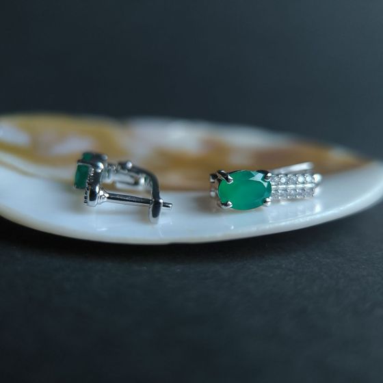 Серебряные серьги с агатом 1.617ct