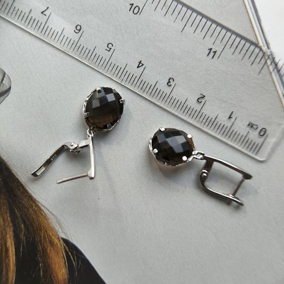 Серебряные серьги с раухтопазом (дымчатым кварцем) 8.775ct