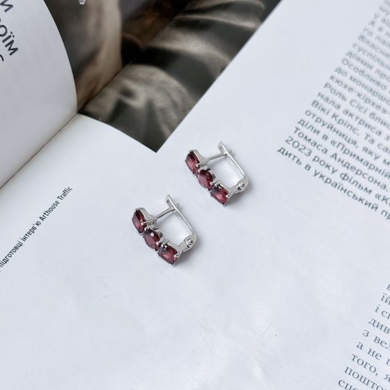 Серебряные серьги с гранатом 4.175ct