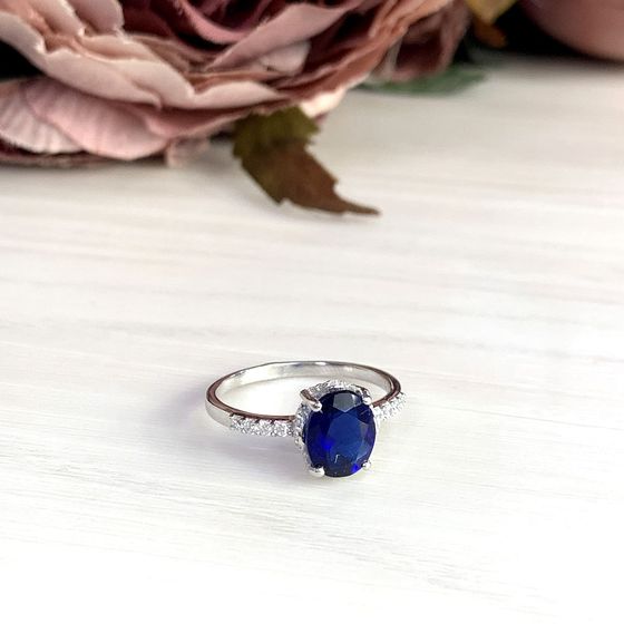 Серебряное кольцо с сапфиром nano 1.826ct