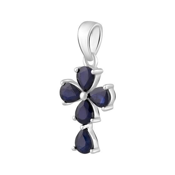 Серебряный крестик с сапфиром 1.665ct