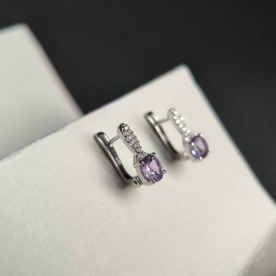Серебряные серьги с аметистом 1.634ct