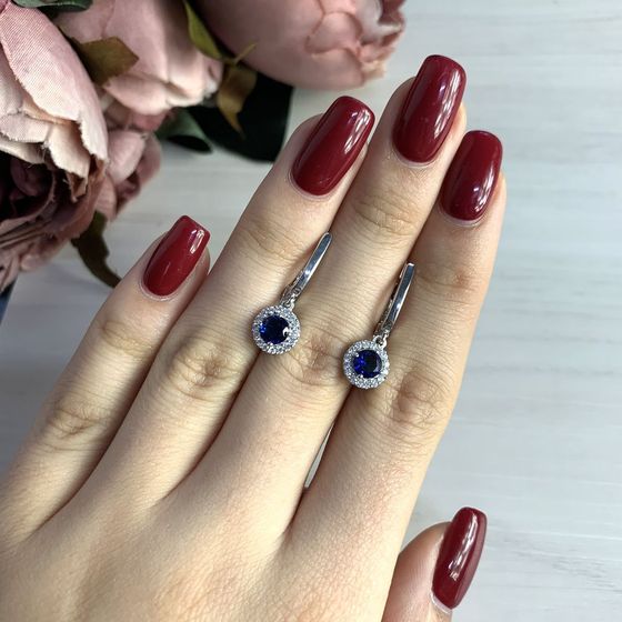 Серебряные серьги с сапфиром nano 1.15ct