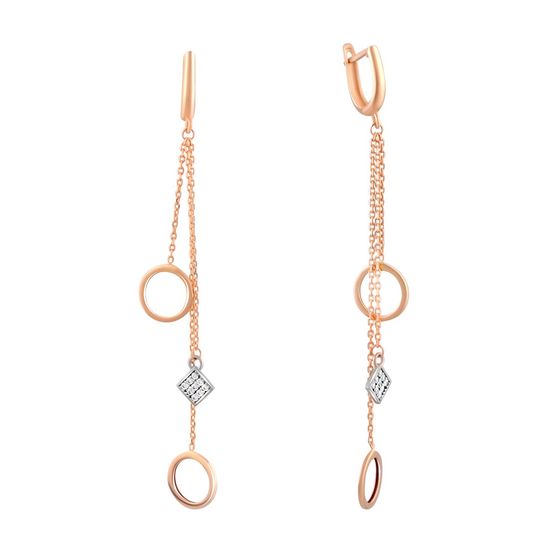 Золотые серьги с фианитами 0.08ct