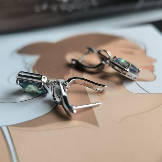 Серебряные серьги с мистик топазом 3.175ct