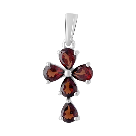 Серебряный крестик с гранатом 1.953ct