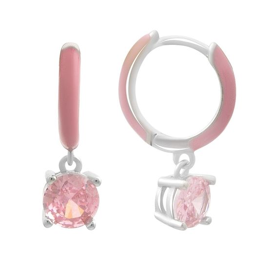 Серебряные серьги с фианитами, емаллю