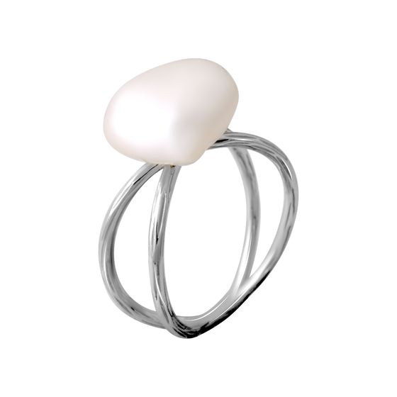 Серебряное кольцо с жемчугом барочным
