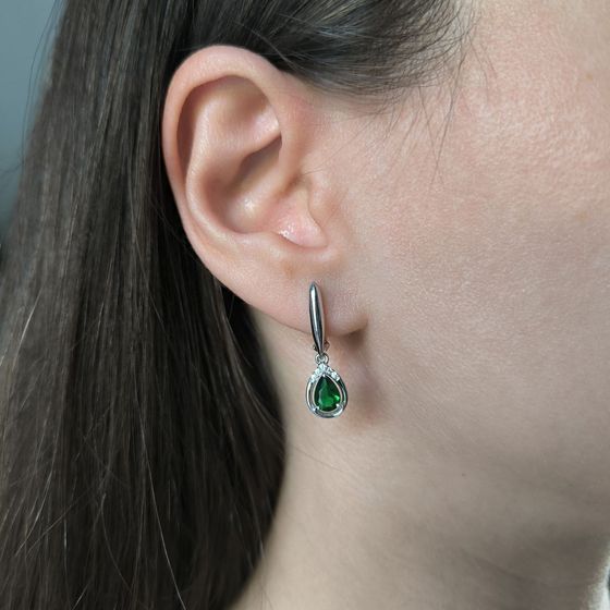 Серебряные серьги с изумрудом nano 1.202ct