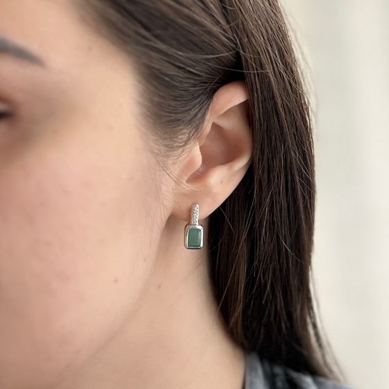 Серебряные серьги с изумрудом 1.923ct