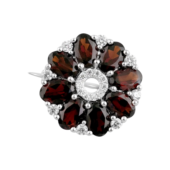 Серебряная брошка с гранатом 5.346ct