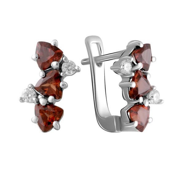Серебряные серьги с гранатом 1.88ct
