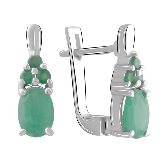 Серебряные серьги с изумрудом