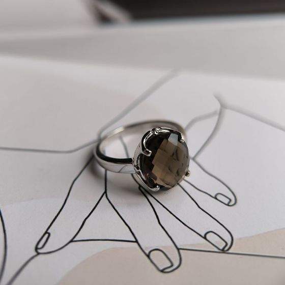 Серебряное кольцо с раухтопазом (дымчатым кварцем) 4.387ct