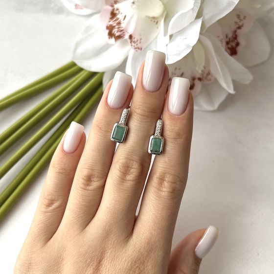 Серебряные серьги с изумрудом 1.923ct