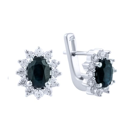 Серебряные серьги с сапфиром 3.278ct