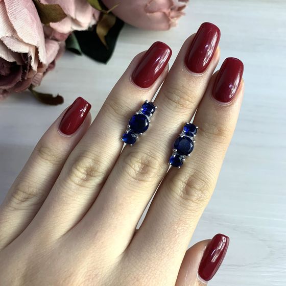 Серебряные серьги с сапфиром nano 3.445ct