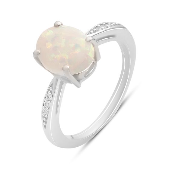 Серебряное кольцо с опалом 1.178ct, фианитами