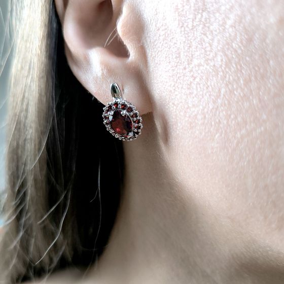 Серебряные серьги с гранатом 5.67ct