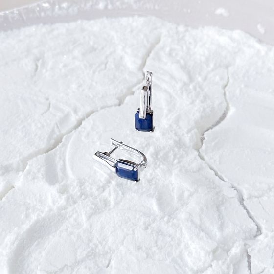 Серебряные серьги с сапфиром 3.22ct