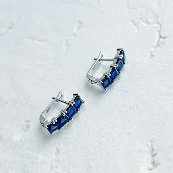 Серебряные серьги с сапфиром nano 2.123ct