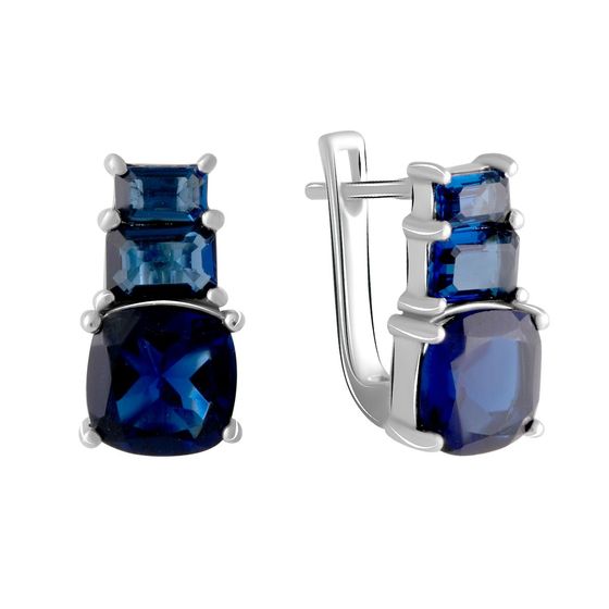 Серебряные серьги с сапфиром nano