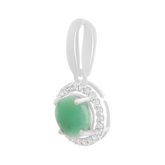 Серебряная подвеска с изумрудом, фианитами