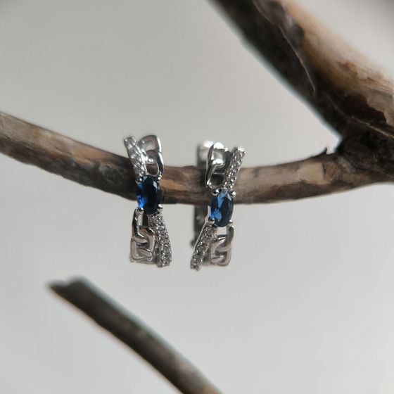 Серебряные серьги с сапфиром nano 0.638ct